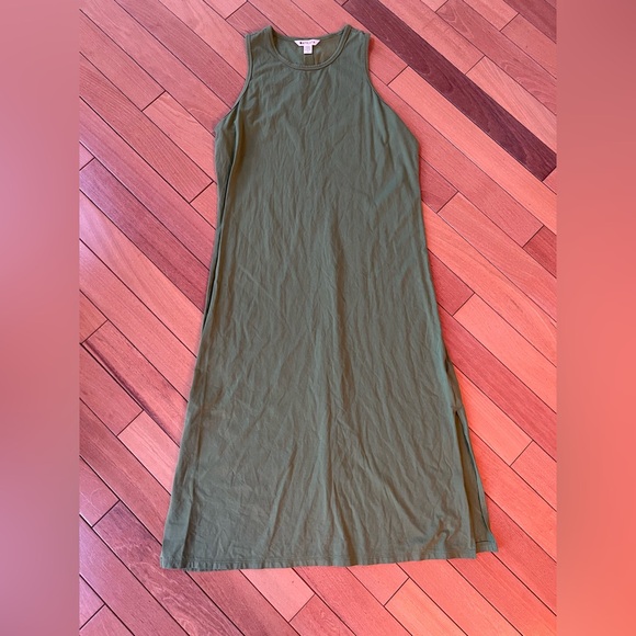 Athleta Olive Green Sleeveless Maxi Dress Supima Cotton Size L - Picture 3 of 10